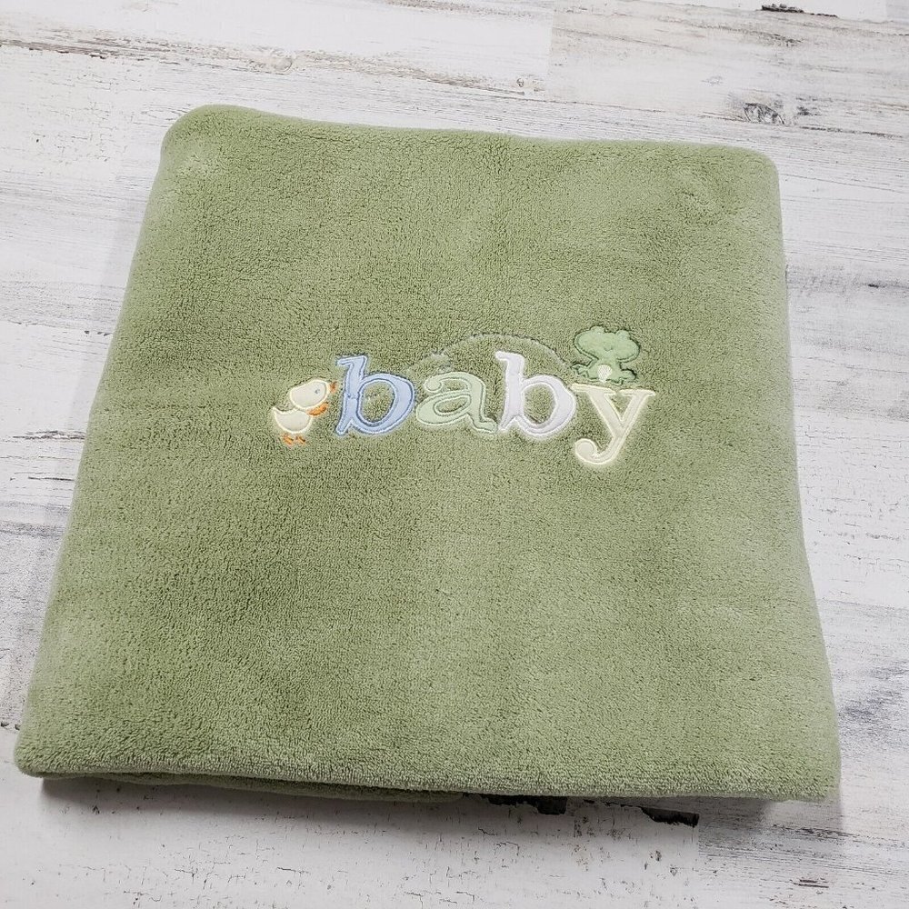 Carters Kids Line 30x39 Green Frog Duck Satiny Edge Baby Blanket